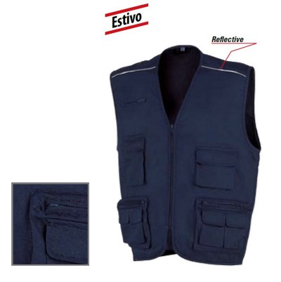 Gilet multitasche TAGLIA L - 100% cotone non imbottito SCOOP blue - ISSA Industrial Starter