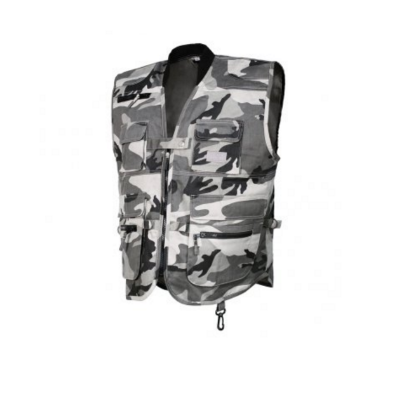 Gilet multitasche MIMETICO grigio/nero 100% cotone non imbottito - ISSA